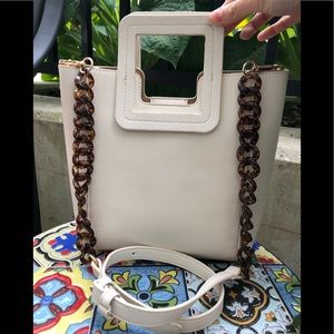 Pebbled Leather and tortoise strap FCC tote bag